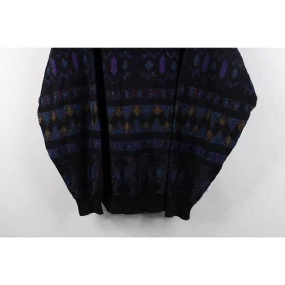 Vintage 90s Coogi Style Mens XL Ed Bassmaster Rainbow Wool Blend Knit Sweater - Picture 3 of 9